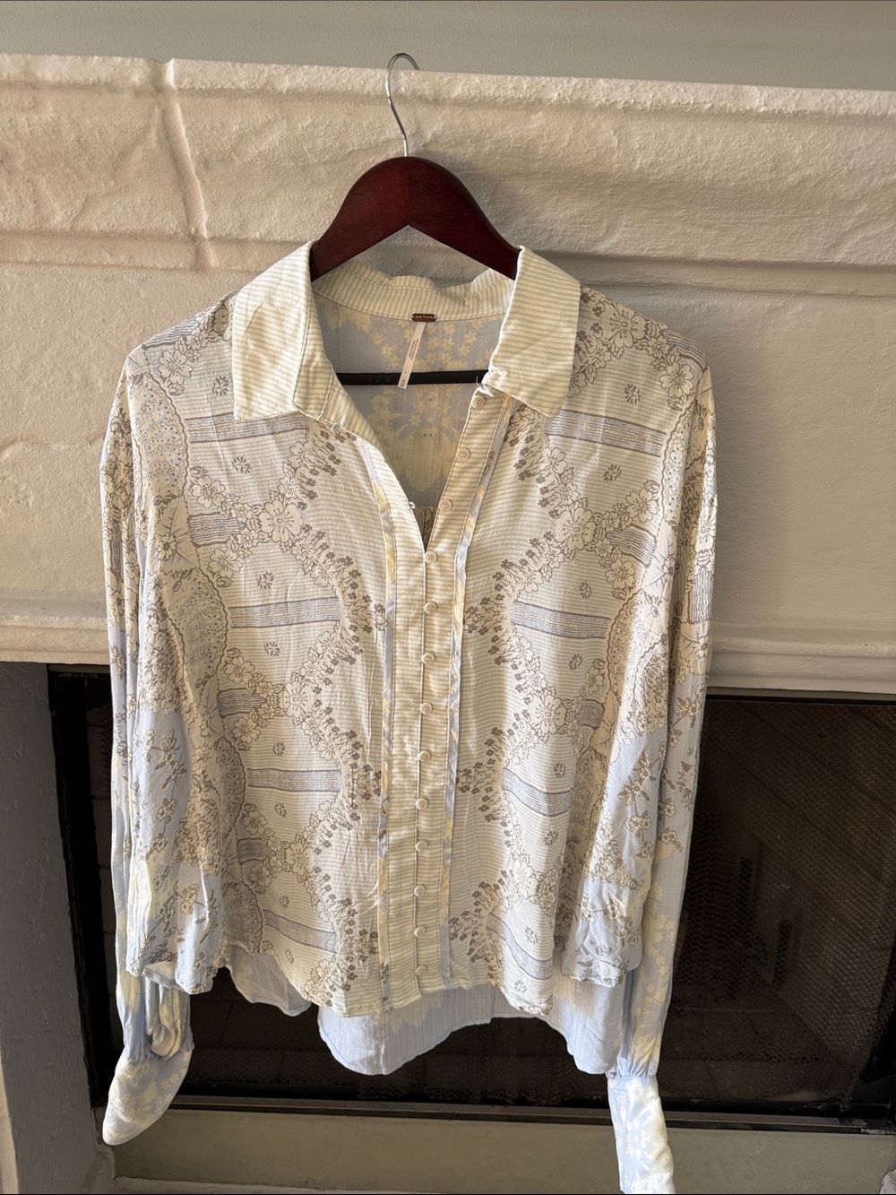 Free People Floral Button-Front Blouse